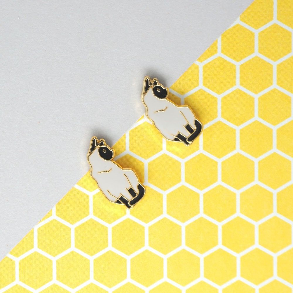 Handcrafted Siamese Cat Enamel Stud Earrings